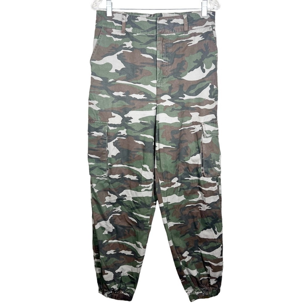 Forever 21 Womens Fatigue Camo Jogger Cargo Pants Size Large Casual